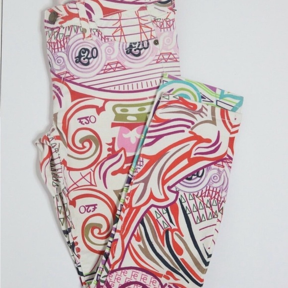 Mary Katrantzou Women's Multicolor
'Pound' Print Low Rise Skinny Jeans - Picture 2 of 7
